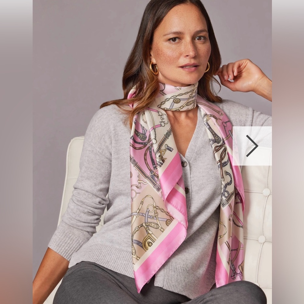 J. McLaughlin pink Gemma breast cancer square scarf NWOT new w/o tags